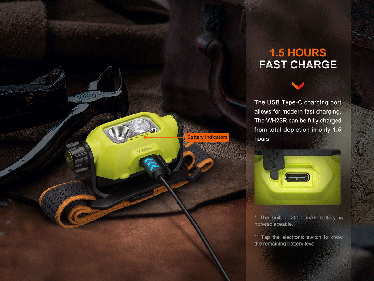 Fenix - Headlamp WH23R (600 lumens) Lime