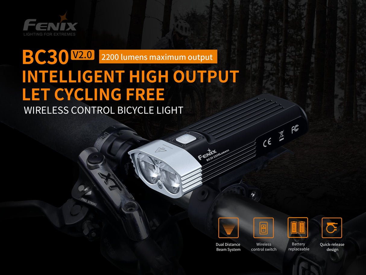 Fenix - Bike Light BC30 V2.0 (2,200 lumens), black