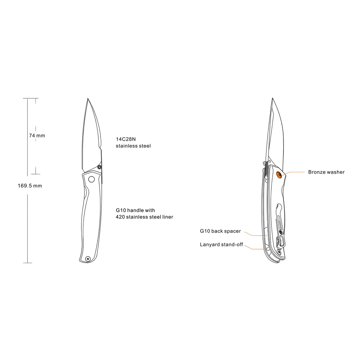Ruike - Knife Folding - P661, black