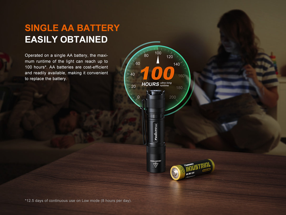 Fenix - Flashlight E12 V3.0, Black