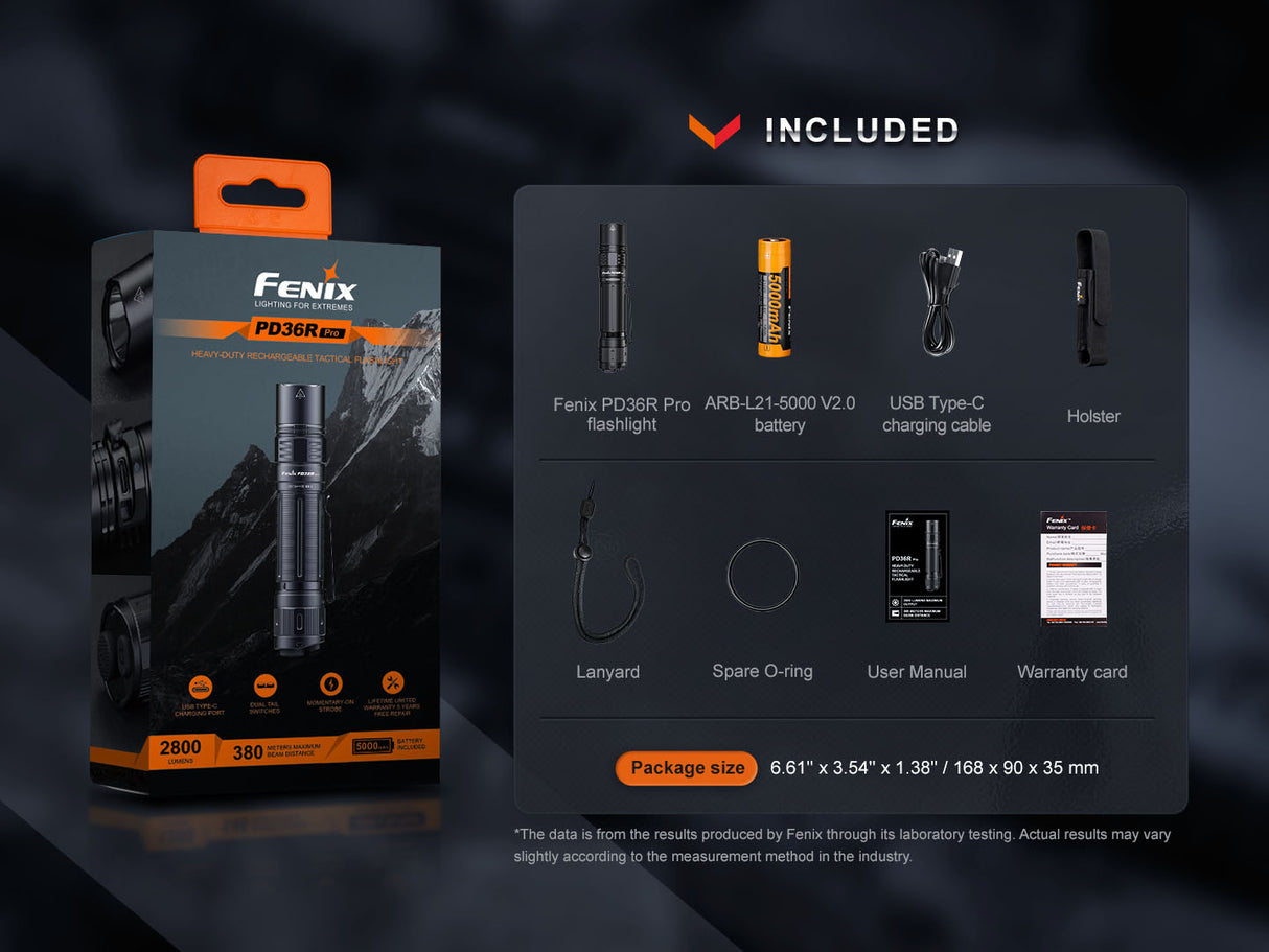 Fenix - Flashlight PD36R Pro, Black