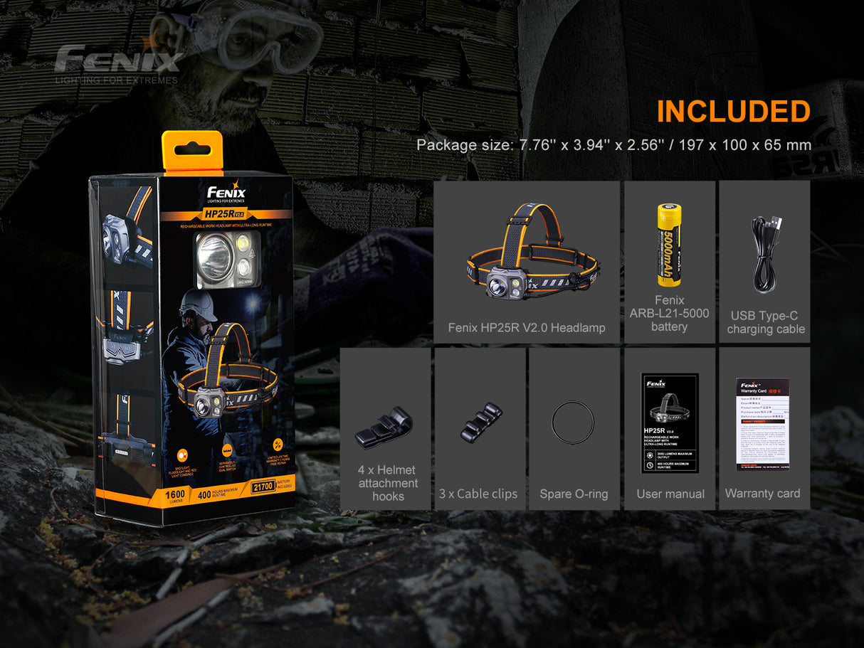 Fenix - Headlamp HP25R v2.0 (1,600 lumens) Black