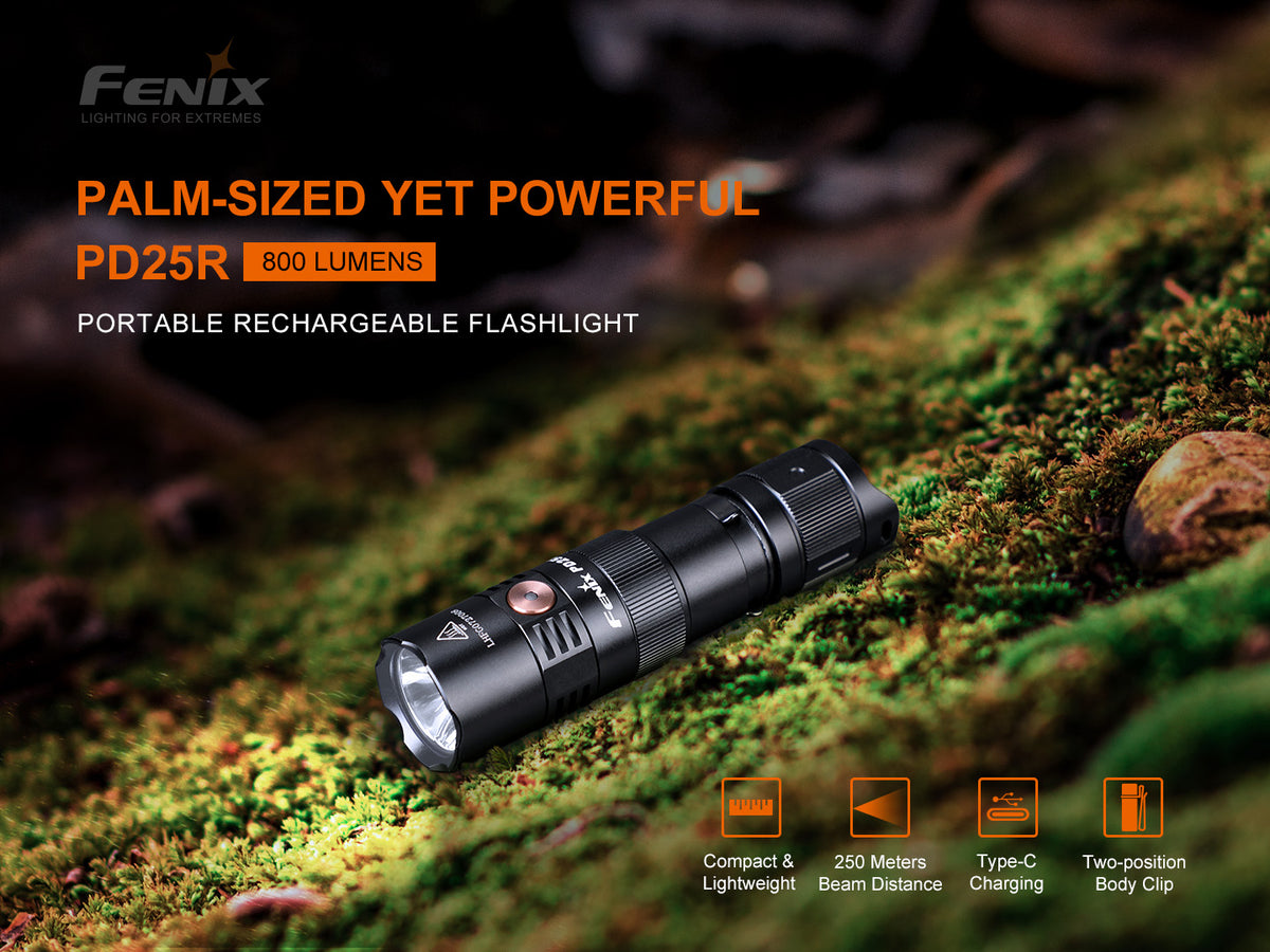Fenix - Flashlight PD25R, Black