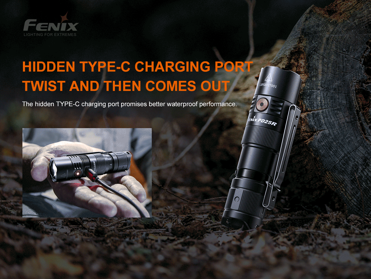 Fenix - Flashlight PD25R, Black