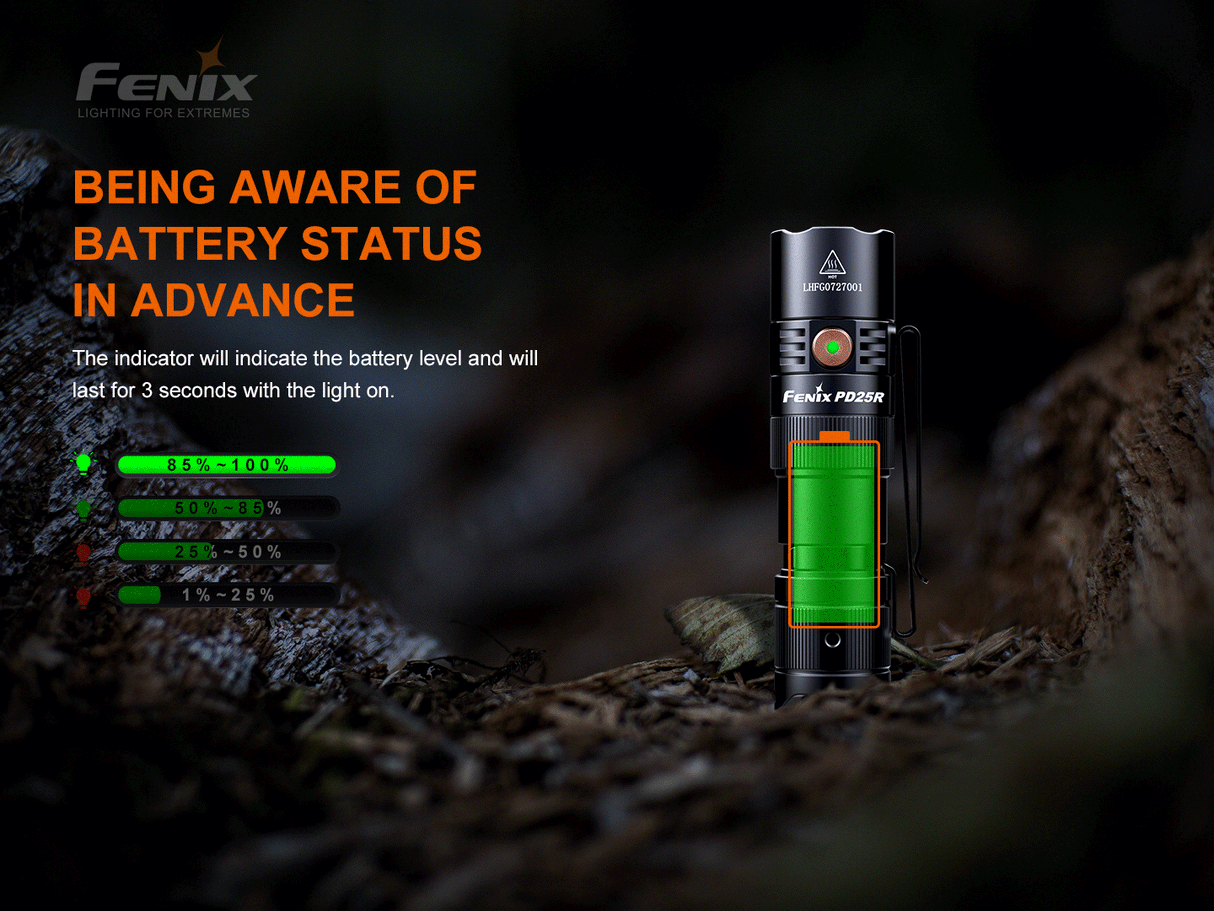 Fenix - Flashlight PD25R, Black