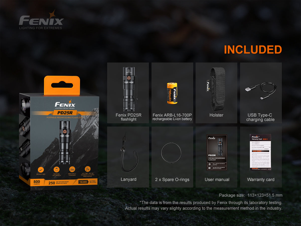 Fenix - Flashlight PD25R, Black