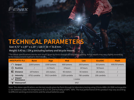 Fenix - Bike Light BC30 V2.0 (2,200 lumens), black