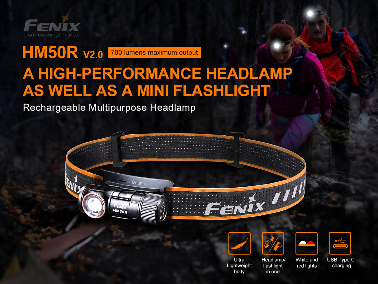 Fenix - Headlamp HM50R V2.0 (700 lumens), black
