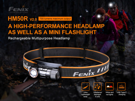 Fenix - Headlamp HM50R V2.0 (700 lumens), black