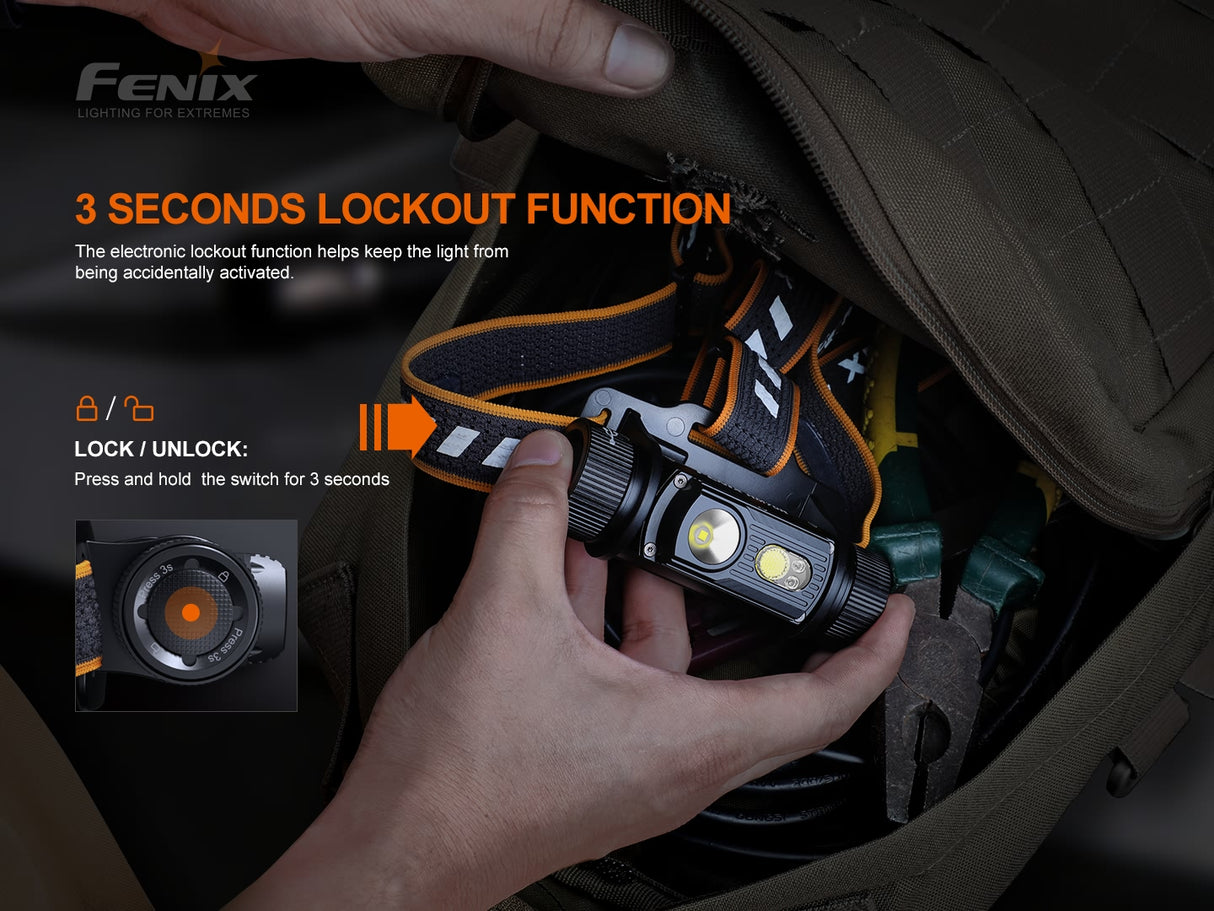 Fenix - Headlamp HM70R(1,600 lumens) Black.