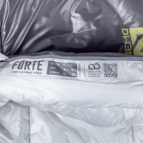 Nemo Sleeping Bag - Forte S26 Womens 20R (S), Quicksilver/Aluminum