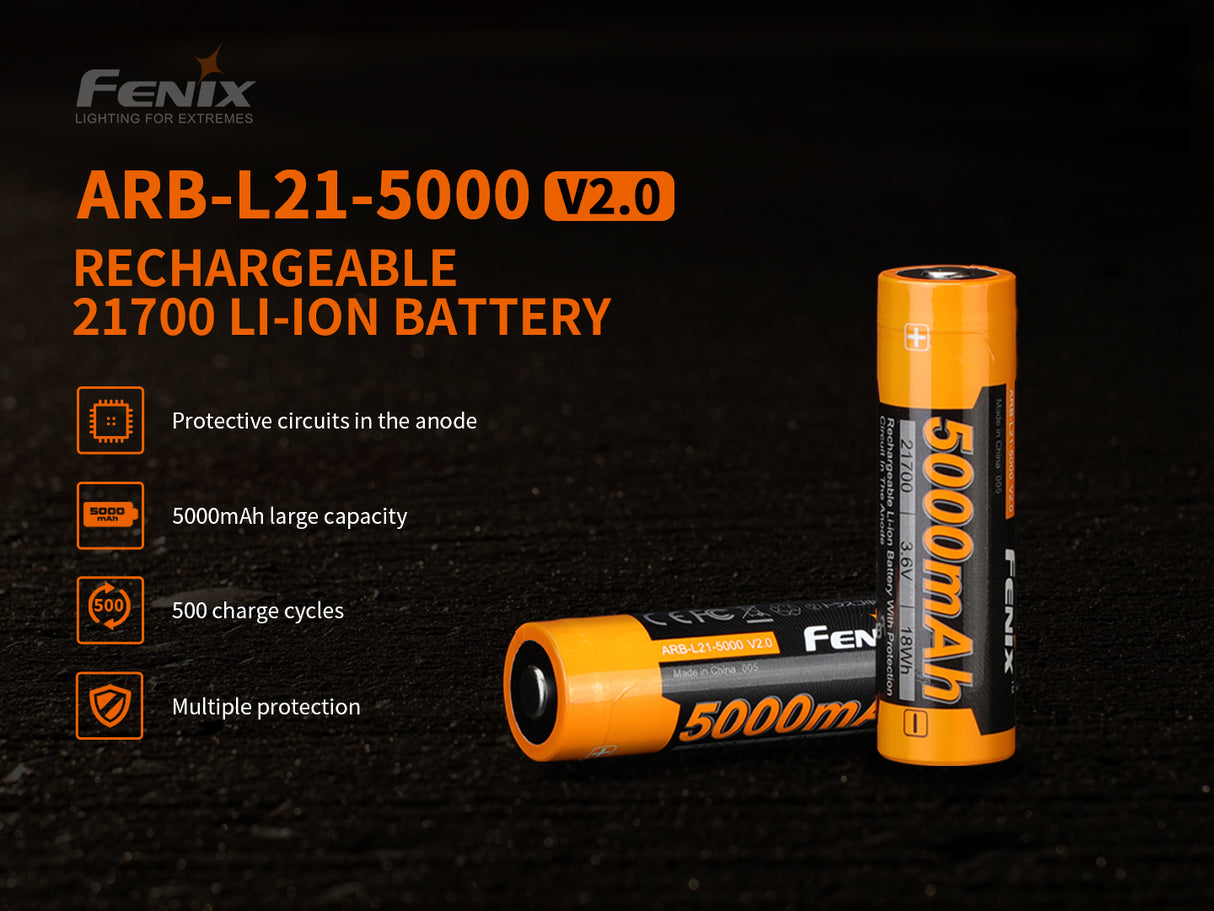 Fenix - Battery 21700 5000mAh Rechargeable