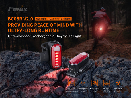 Fenix - Bike Tail Light BC05R V2.0 (15 lumens), black