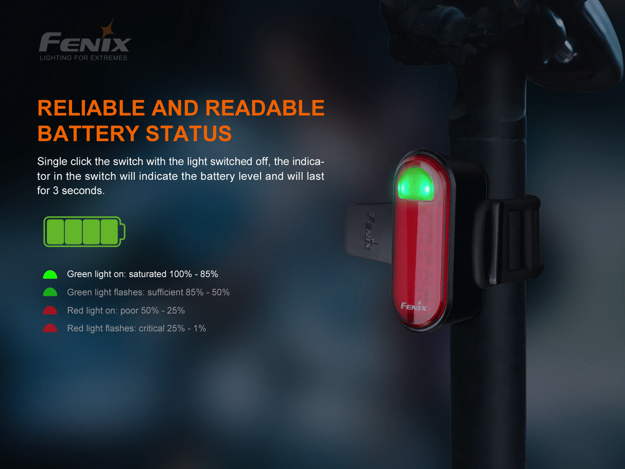 Fenix - Bike Tail Light BC05R V2.0 (15 lumens), black