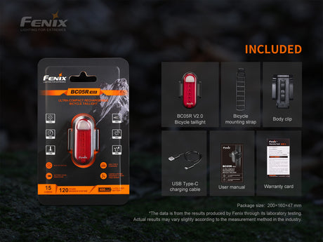 Fenix - Bike Tail Light BC05R V2.0 (15 lumens), black