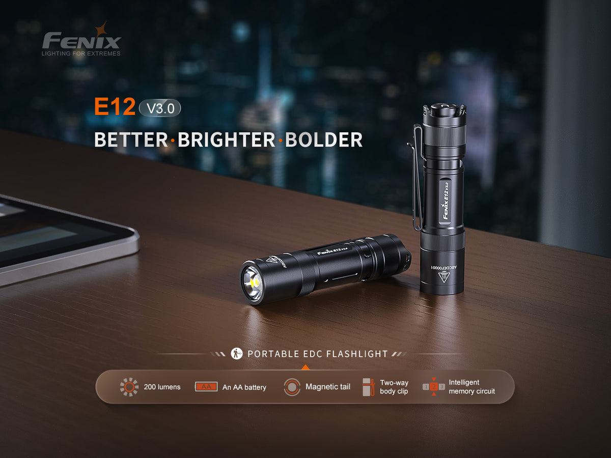 Fenix - Flashlight E12 V3.0, Black