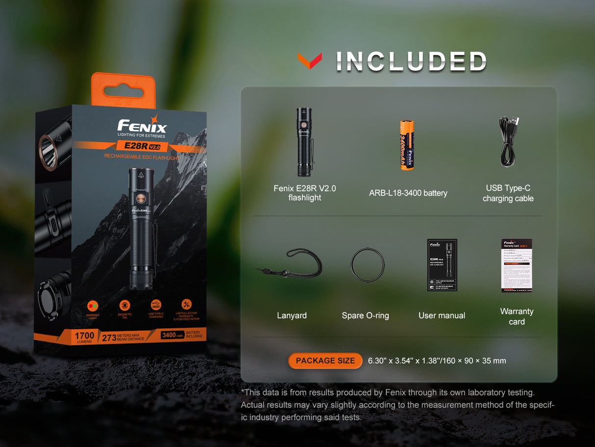 Fenix - Flashlight E28R V2.0 (1,700 lumens), black