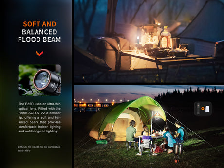 Fenix - Flashlight E35R (3,000 lumens), black