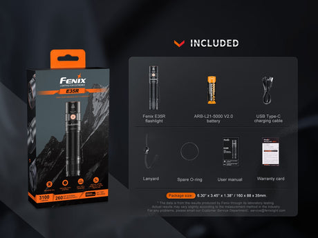 Fenix - Flashlight E35R (3,000 lumens), black