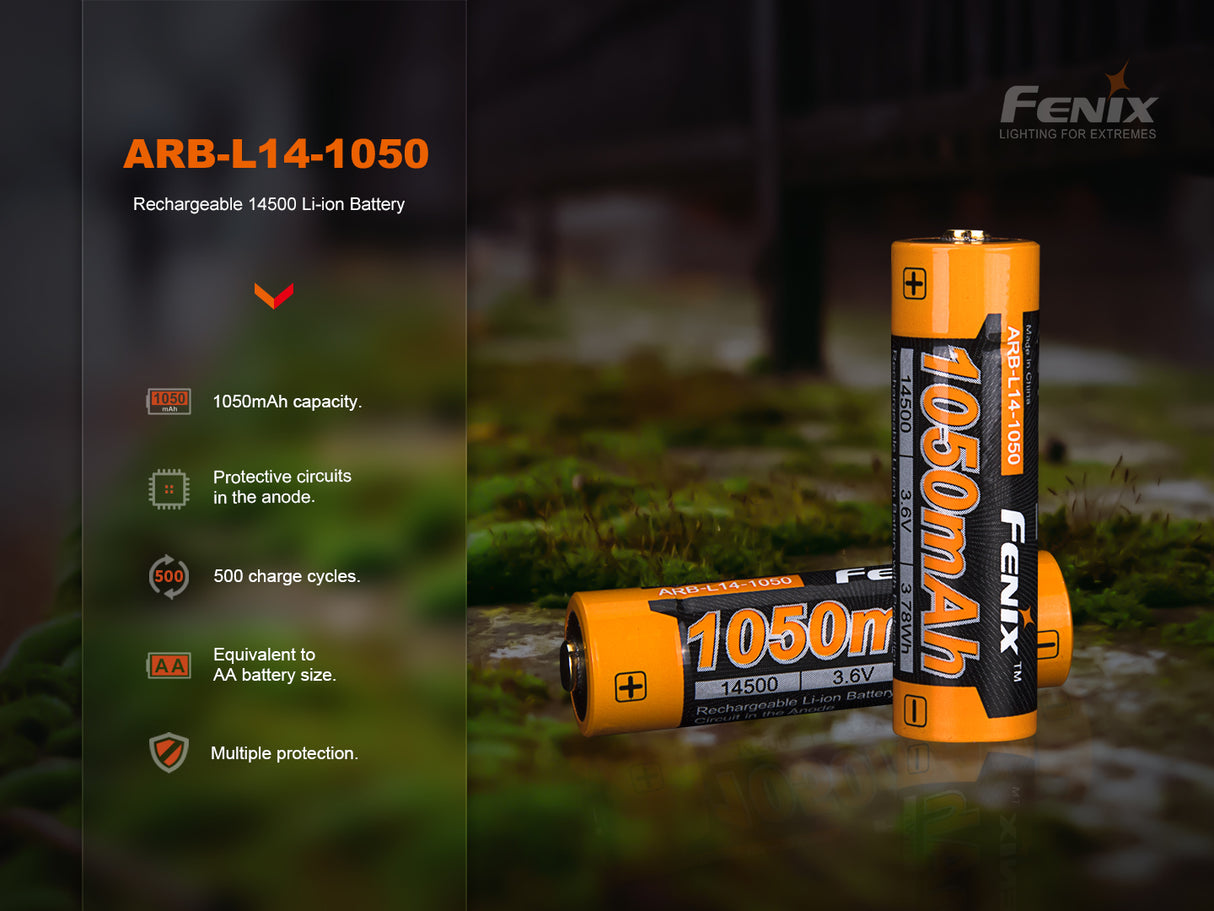 Fenix - Battery 14500 1050mAh Rechargeable 3.6V