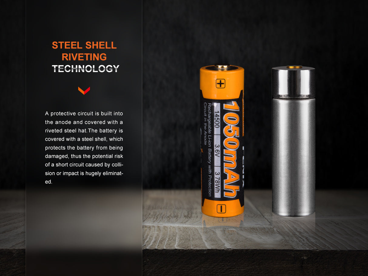 Fenix - Battery 14500 1050mAh Rechargeable 3.6V