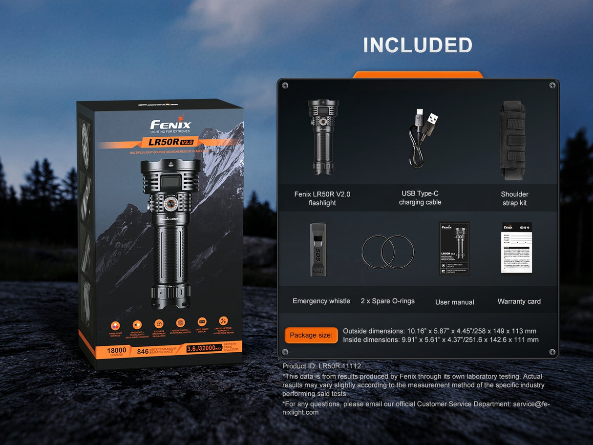 Fenix - Flashlight LR50R V2.0, Black