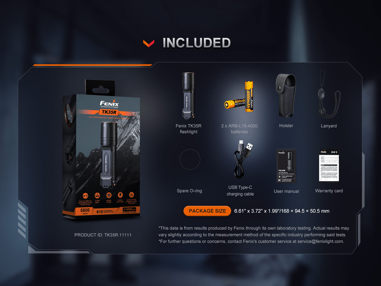 Fenix - Flashlight TK35R, Black