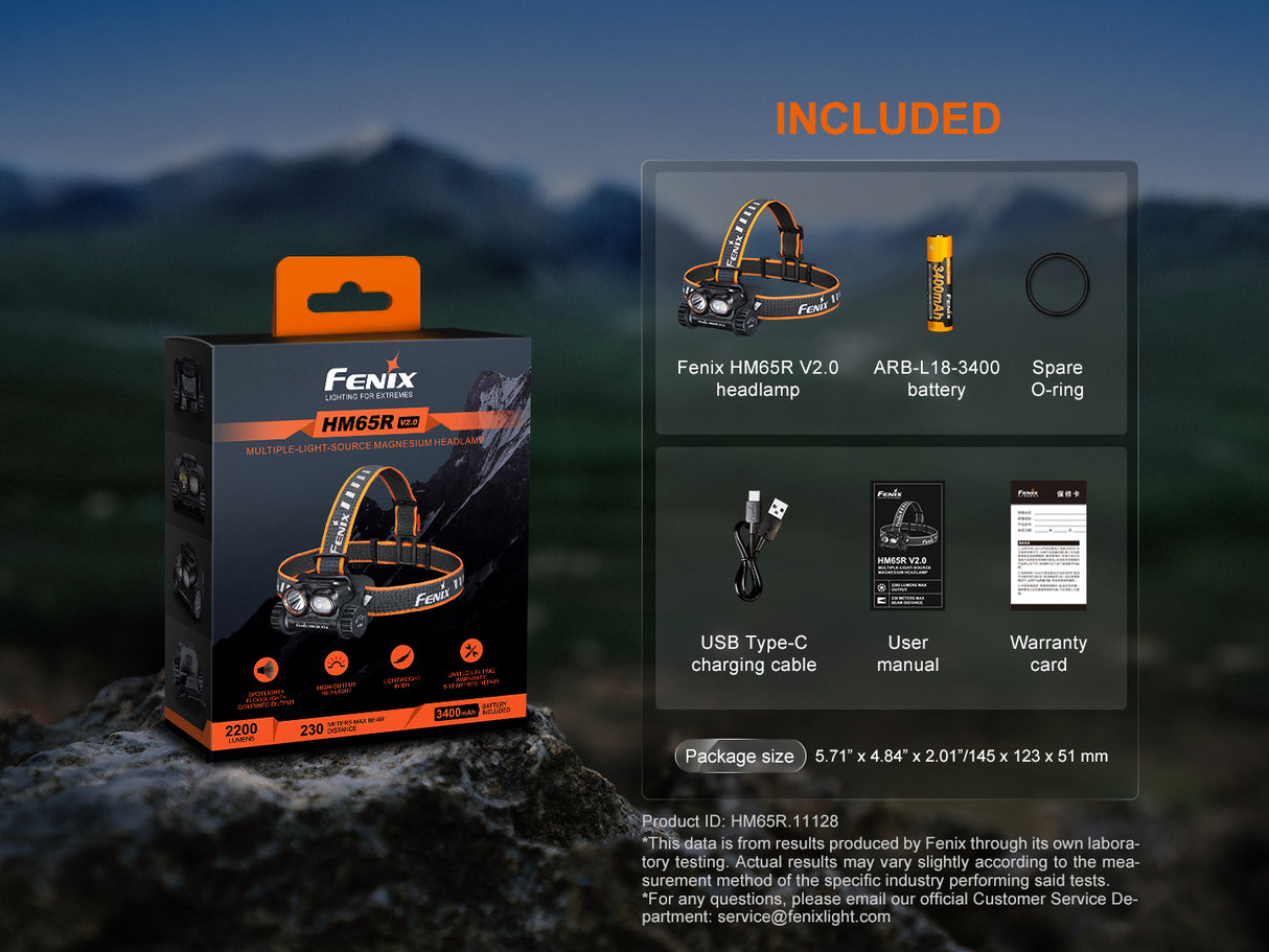 Fenix - Headlamp HM65R V2.0, Black