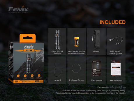 Fenix - Flashlight PD25R, Black