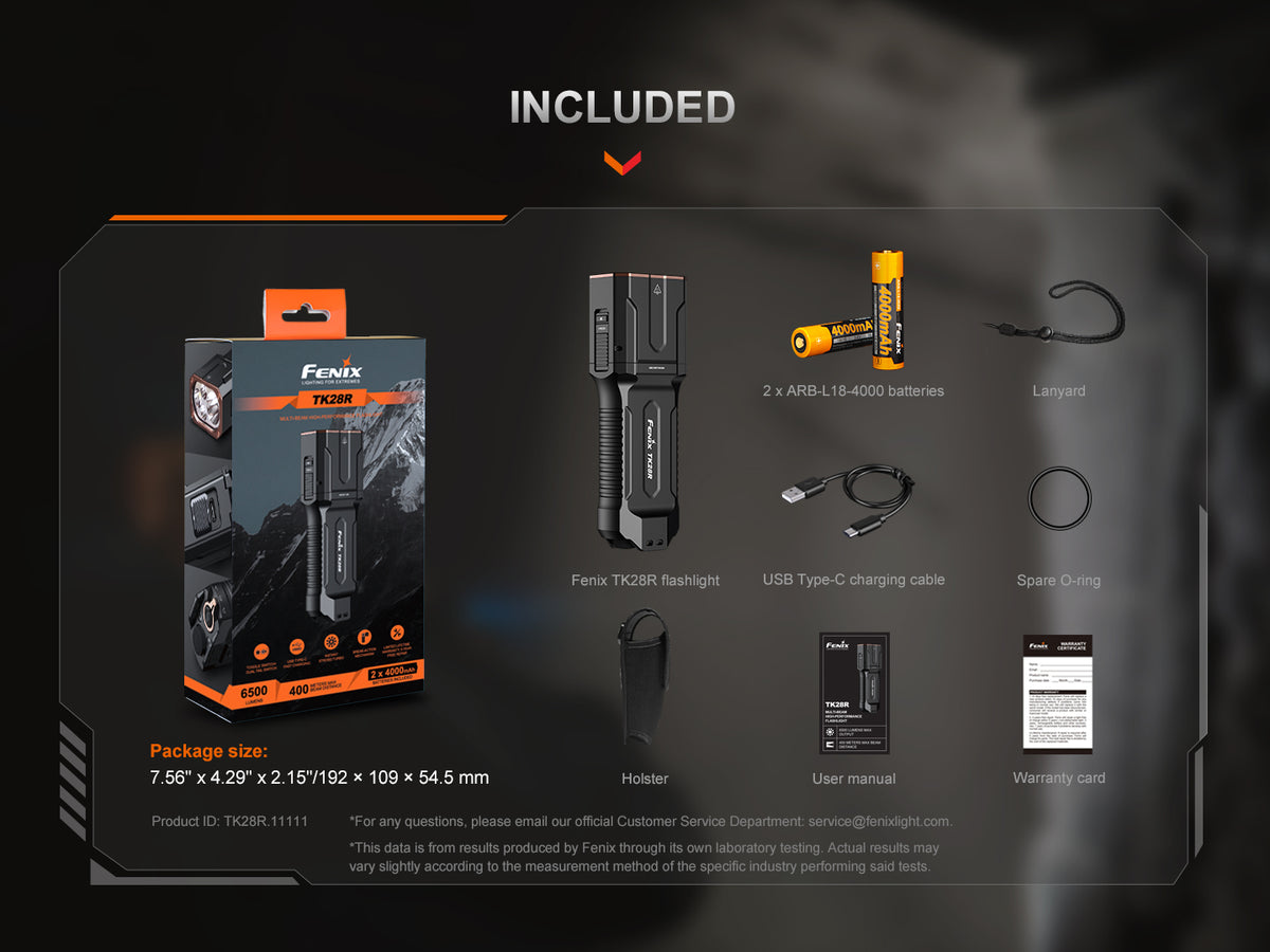 Fenix - Flashlight TK28R, Black