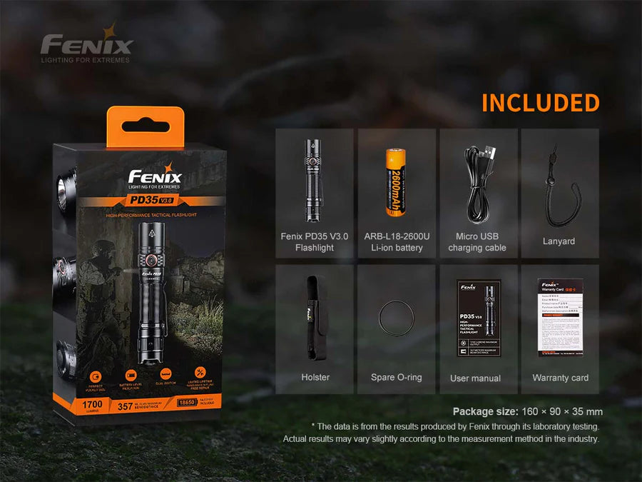 Fenix - Flashlight PD35 V3.0 (1,700 lumens) Black
